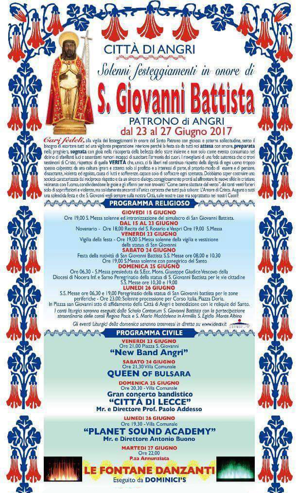 Programma festa san Giovanni