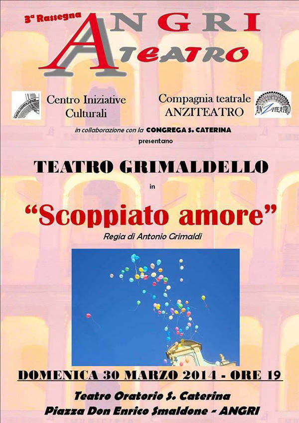 Nell’ambito della terza edizione della rassegna “Angri a Teatro”, domenica 30 marzo alle ore 19.00 presso il Teatro Oratorio S. Caterina in piazza don Enrico Smaldone, andrà in scena 