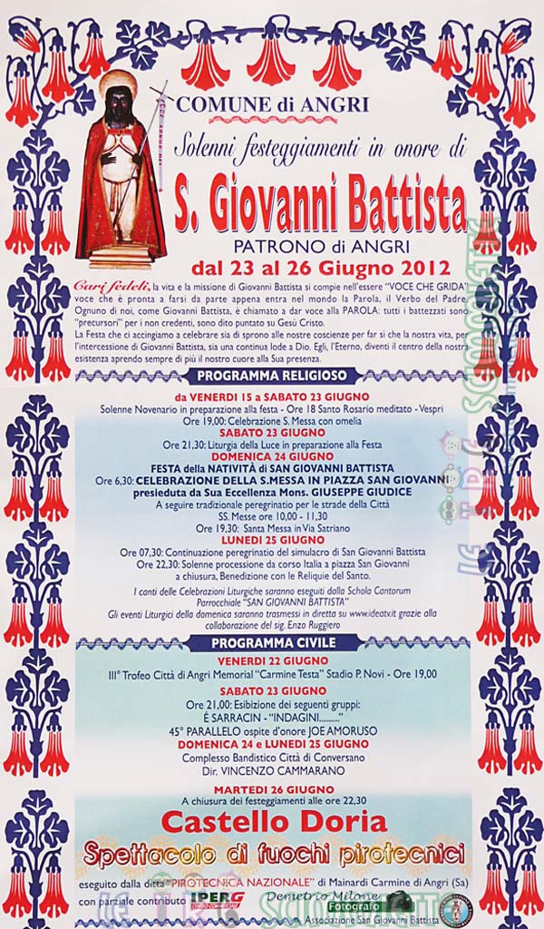 Il Programma della festa di San Giovanni Battista 2012 - Patrono di Angri
