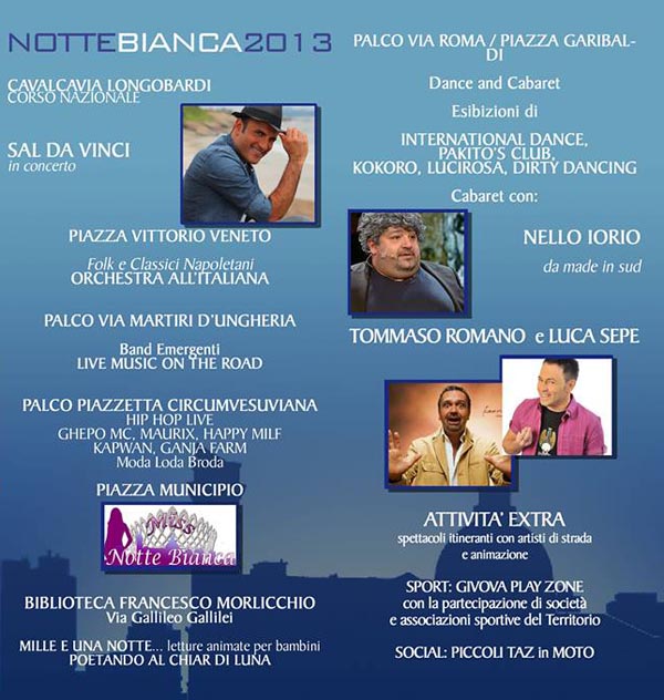 Sabato 21 settembre la 5^ Edizione della Notte Bianca a Scafati