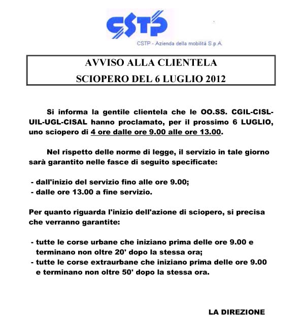 Sciopero CSTP