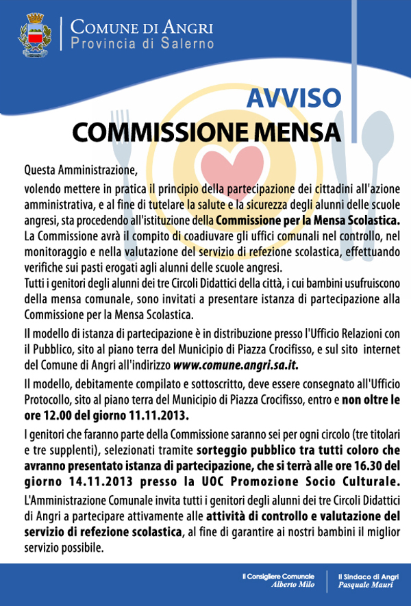 Avviso Commissione Mensa