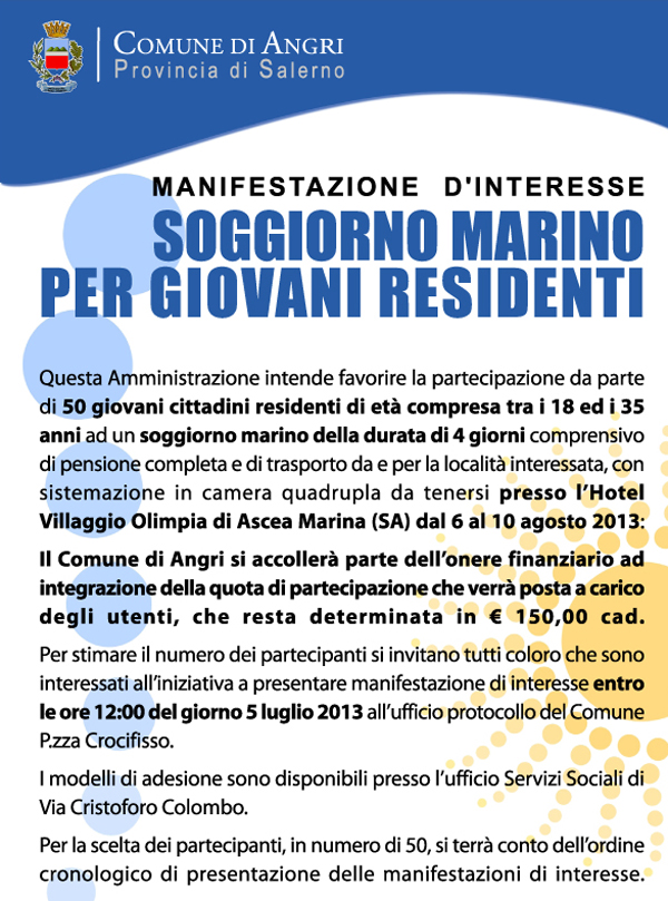 Soggiorno marino per giovani residenti