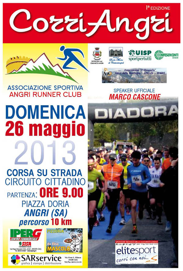 Angri: Prima Edizione della “CorriAngri” domenica 26 maggio 2013